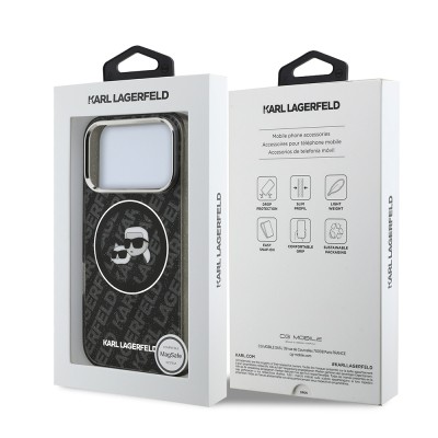 Apple iPhone 17 Pro Max Case Karl Lagerfeld Original Licensed Shining Glittery Karl & Choupette Heads Cover - 23