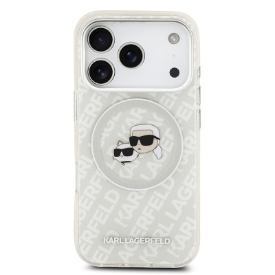Apple iPhone 17 Pro Max Case Karl Lagerfeld Original Licensed Shining Glittery Karl & Choupette Heads Cover - 12