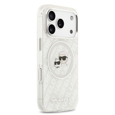 Apple iPhone 17 Pro Max Case Karl Lagerfeld Original Licensed Shining Glittery Karl & Choupette Heads Cover - 13