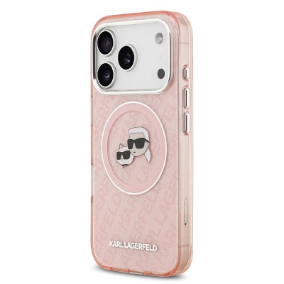 Apple iPhone 17 Pro Max Case Karl Lagerfeld Original Licensed Shining Glittery Karl & Choupette Heads Cover - 17