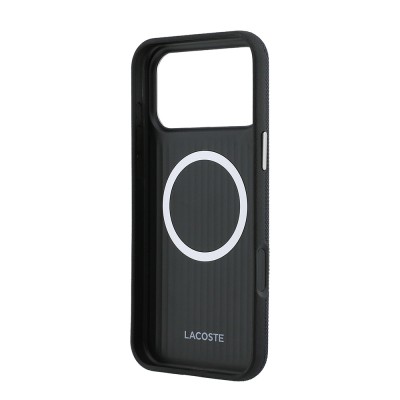 Apple iPhone 17 Pro Max Case, Lacoste Original Licensed, M-Safe Charging Enabled, PVC Semi-Pique Patterned Back, Iconic Crocodile Weave Logo Cover - 7