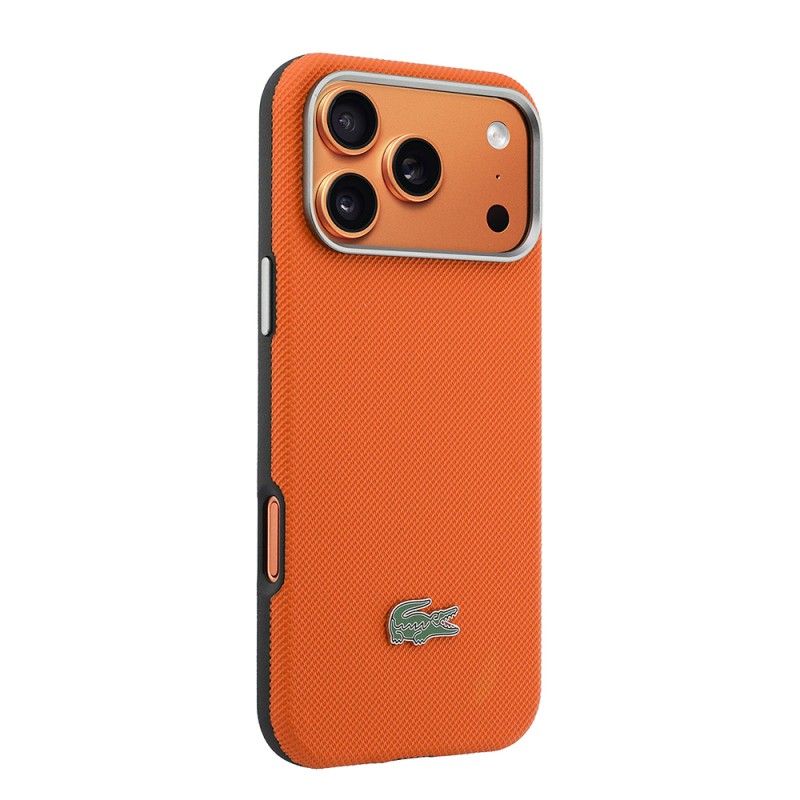 Apple iPhone 17 Pro Max Case, Lacoste Original Licensed, M-Safe Charging Enabled, PVC Semi-Pique Patterned Back, Iconic Crocodile Weave Logo Cover - 12