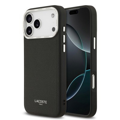 Apple iPhone 17 Pro Max Case Lacoste Original Licensed M-Safe Charging Feature Champs Elysees PU Leather Design Cover - 4