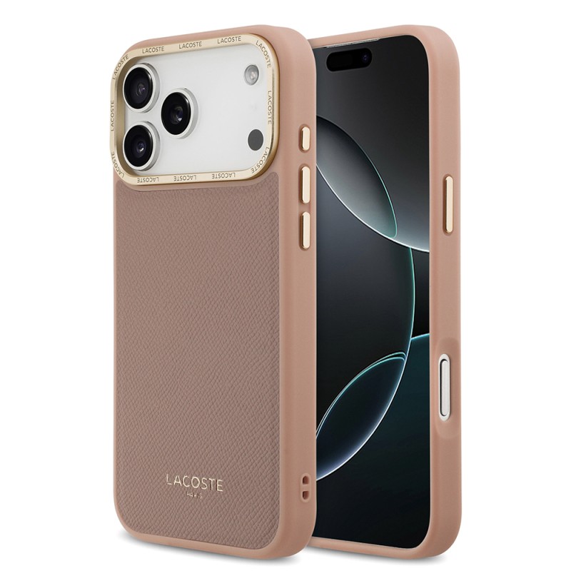 Apple iPhone 17 Pro Max Case Lacoste Original Licensed M-Safe Charging Feature Champs Elysees PU Leather Design Cover - 1