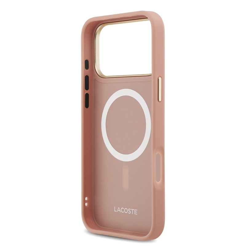 Apple iPhone 17 Pro Max Case Lacoste Original Licensed M-Safe Charging Feature Champs Elysees PU Leather Design Cover - 20