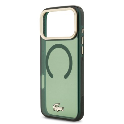 Apple iPhone 17 Pro Max Case Lacoste Original Licensed M-Safe Charging Feature Gold Crocodile Logo Frosted Cover - 9