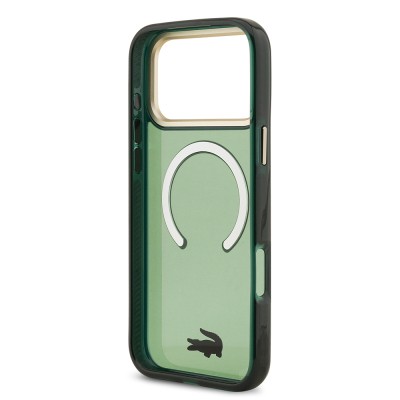 Apple iPhone 17 Pro Max Case Lacoste Original Licensed M-Safe Charging Feature Gold Crocodile Logo Frosted Cover - 10