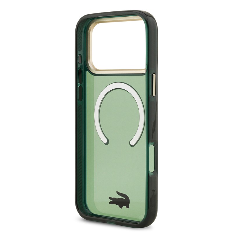 Apple iPhone 17 Pro Max Case Lacoste Original Licensed M-Safe Charging Feature Gold Crocodile Logo Frosted Cover - 10