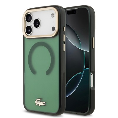 Apple iPhone 17 Pro Max Case Lacoste Original Licensed M-Safe Charging Feature Gold Crocodile Logo Frosted Cover - 2
