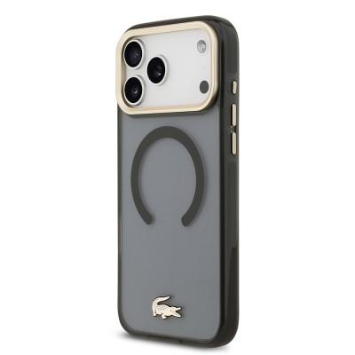 Apple iPhone 17 Pro Max Case Lacoste Original Licensed M-Safe Charging Feature Gold Crocodile Logo Frosted Cover - 11