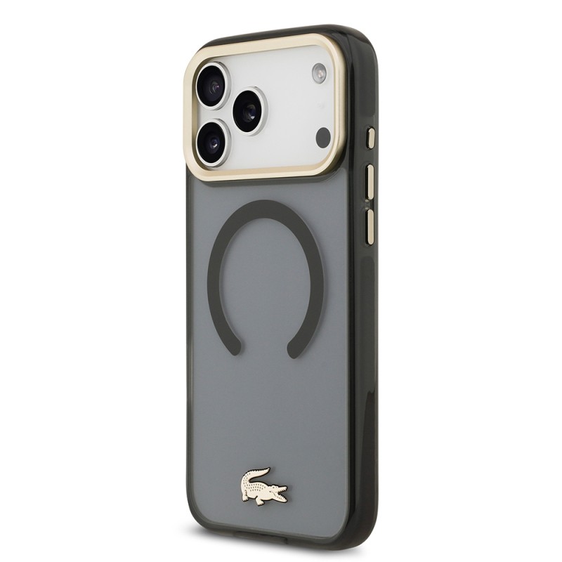 Apple iPhone 17 Pro Max Case Lacoste Original Licensed M-Safe Charging Feature Gold Crocodile Logo Frosted Cover - 11