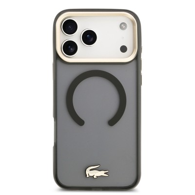 Apple iPhone 17 Pro Max Case Lacoste Original Licensed M-Safe Charging Feature Gold Crocodile Logo Frosted Cover - 12