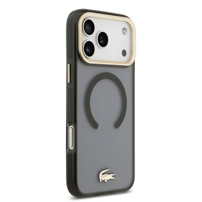 Apple iPhone 17 Pro Max Case Lacoste Original Licensed M-Safe Charging Feature Gold Crocodile Logo Frosted Cover - 13