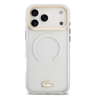 Apple iPhone 17 Pro Max Case Lacoste Original Licensed M-Safe Charging Feature Gold Crocodile Logo Frosted Cover - 18