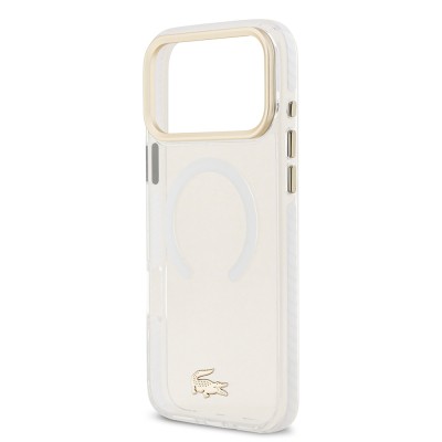 Apple iPhone 17 Pro Max Case Lacoste Original Licensed M-Safe Charging Feature Gold Crocodile Logo Frosted Cover - 21