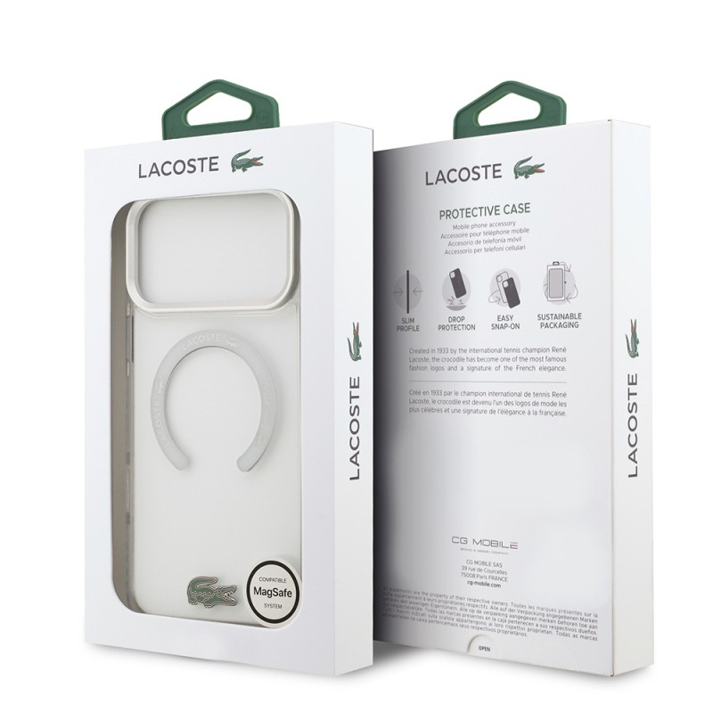 Apple iPhone 17 Pro Max Case Lacoste Original Licensed M-Safe Charging Feature Iconic Crocodile Logo Frosted Cover - 23