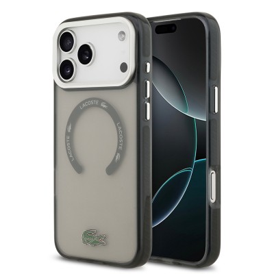 Apple iPhone 17 Pro Max Case Lacoste Original Licensed M-Safe Charging Feature Iconic Crocodile Logo Frosted Cover - 3