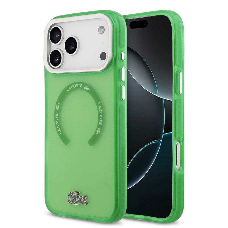 Apple iPhone 17 Pro Max Case Lacoste Original Licensed M-Safe Charging Feature Iconic Crocodile Logo Frosted Cover - 4