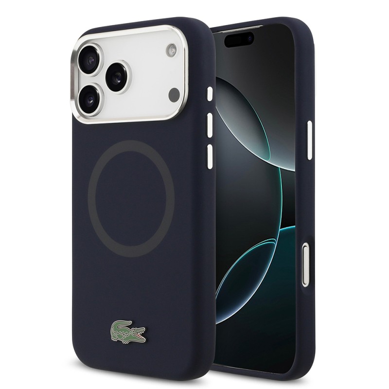 Apple iPhone 17 Pro Max Case Lacoste Original Licensed M-Safe Charging Feature Iconic Logo Metal Camera Frame Silicone Cover - 1