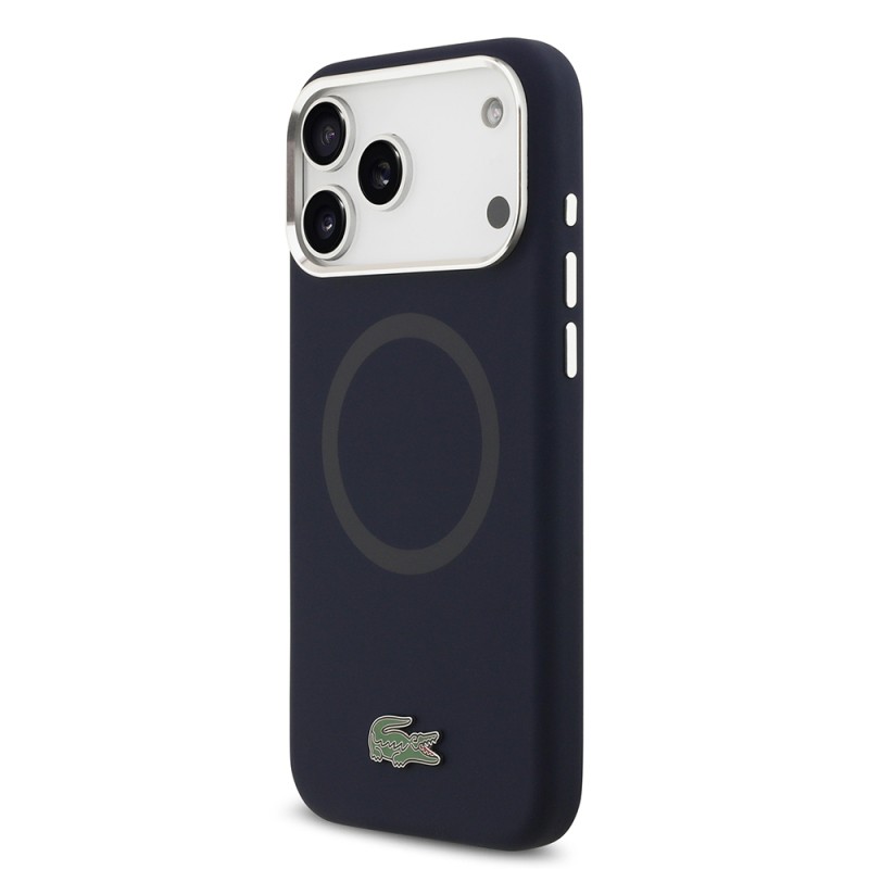 Apple iPhone 17 Pro Max Case Lacoste Original Licensed M-Safe Charging Feature Iconic Logo Metal Camera Frame Silicone Cover - 6