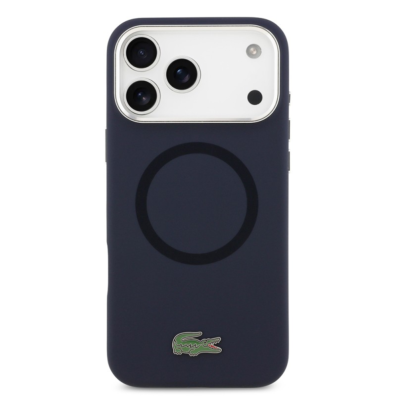 Apple iPhone 17 Pro Max Case Lacoste Original Licensed M-Safe Charging Feature Iconic Logo Metal Camera Frame Silicone Cover - 7