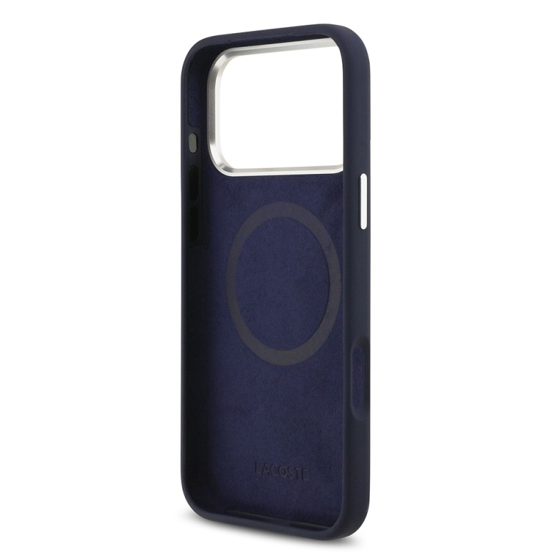 Apple iPhone 17 Pro Max Case Lacoste Original Licensed M-Safe Charging Feature Iconic Logo Metal Camera Frame Silicone Cover - 11