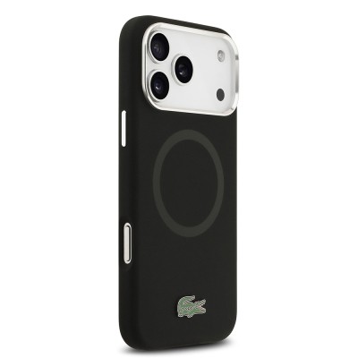 Apple iPhone 17 Pro Max Case Lacoste Original Licensed M-Safe Charging Feature Iconic Logo Metal Camera Frame Silicone Cover - 15