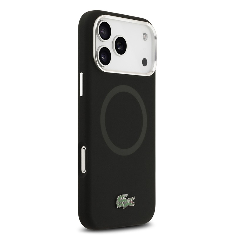 Apple iPhone 17 Pro Max Case Lacoste Original Licensed M-Safe Charging Feature Iconic Logo Metal Camera Frame Silicone Cover - 15