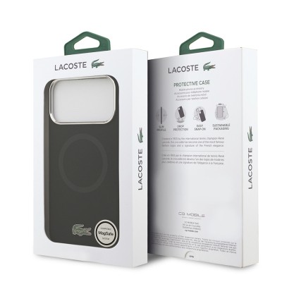 Apple iPhone 17 Pro Max Case Lacoste Original Licensed M-Safe Charging Feature Iconic Logo Metal Camera Frame Silicone Cover - 19