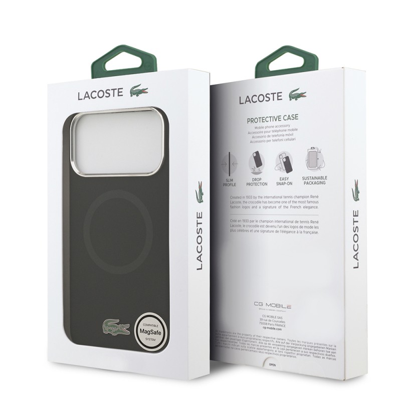 Apple iPhone 17 Pro Max Case Lacoste Original Licensed M-Safe Charging Feature Iconic Logo Metal Camera Frame Silicone Cover - 19