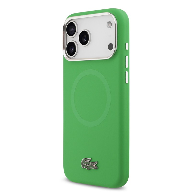 Apple iPhone 17 Pro Max Case Lacoste Original Licensed M-Safe Charging Feature Iconic Logo Metal Camera Frame Silicone Cover - 20