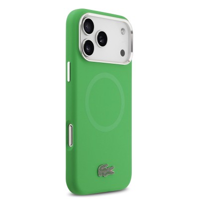 Apple iPhone 17 Pro Max Case Lacoste Original Licensed M-Safe Charging Feature Iconic Logo Metal Camera Frame Silicone Cover - 22
