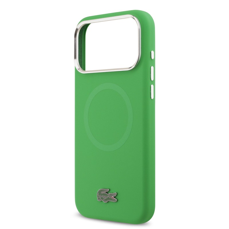 Apple iPhone 17 Pro Max Case Lacoste Original Licensed M-Safe Charging Feature Iconic Logo Metal Camera Frame Silicone Cover - 24