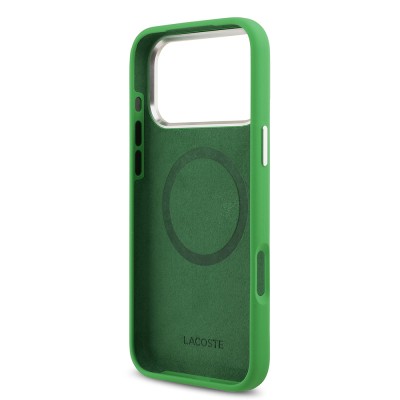 Apple iPhone 17 Pro Max Case Lacoste Original Licensed M-Safe Charging Feature Iconic Logo Metal Camera Frame Silicone Cover - 25