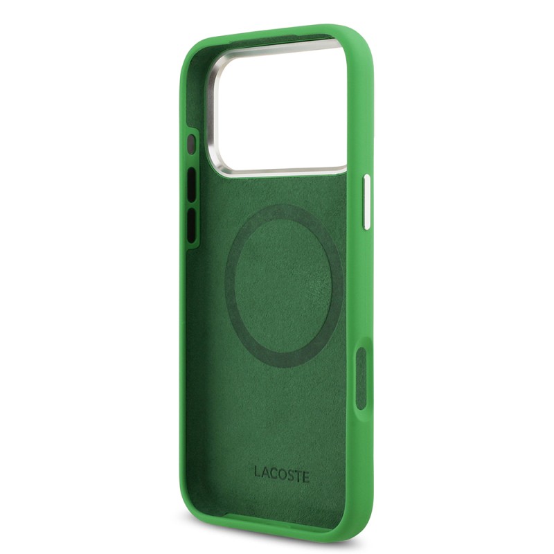 Apple iPhone 17 Pro Max Case Lacoste Original Licensed M-Safe Charging Feature Iconic Logo Metal Camera Frame Silicone Cover - 25