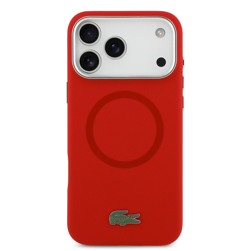 Apple iPhone 17 Pro Max Case Lacoste Original Licensed M-Safe Charging Feature Iconic Logo Metal Camera Frame Silicone Cover - 28