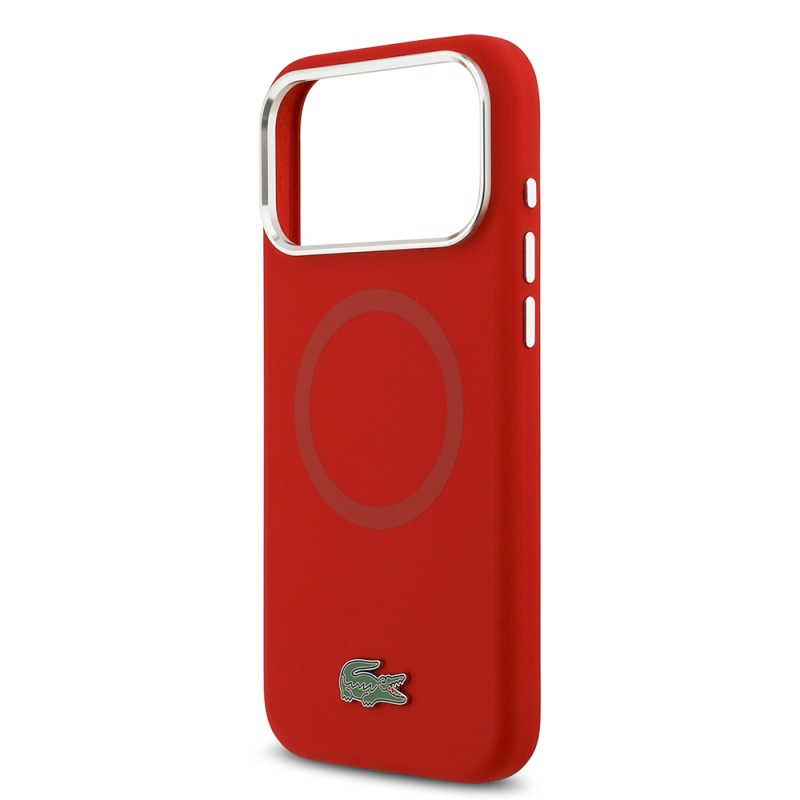 Apple iPhone 17 Pro Max Case Lacoste Original Licensed M-Safe Charging Feature Iconic Logo Metal Camera Frame Silicone Cover - 31