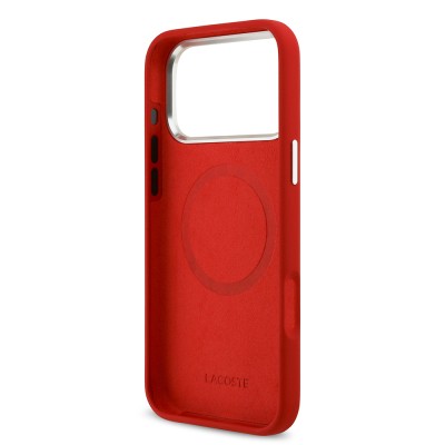 Apple iPhone 17 Pro Max Case Lacoste Original Licensed M-Safe Charging Feature Iconic Logo Metal Camera Frame Silicone Cover - 32