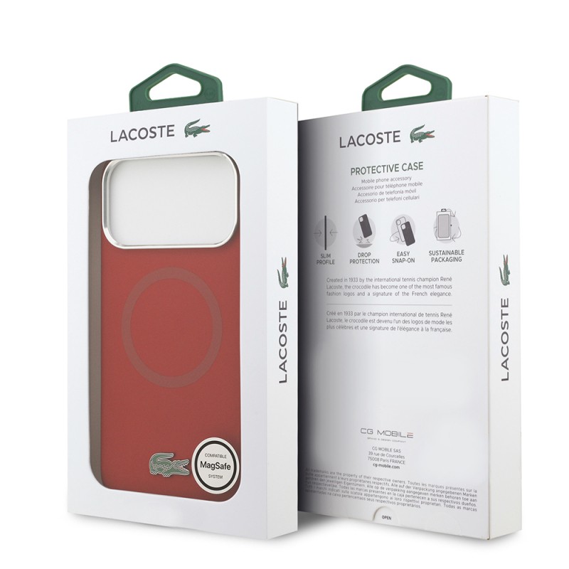 Apple iPhone 17 Pro Max Case Lacoste Original Licensed M-Safe Charging Feature Iconic Logo Metal Camera Frame Silicone Cover - 33