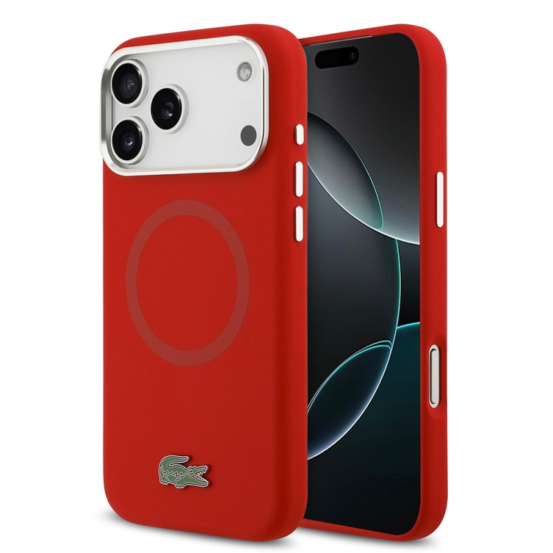 Apple iPhone 17 Pro Max Case Lacoste Original Licensed M-Safe Charging Feature Iconic Logo Metal Camera Frame Silicone Cover - 5