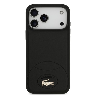 Apple iPhone 17 Pro Max Case Lacoste Original Licensed M-Safe Charging Feature PU Leather Design Metal Logo Cover - 5