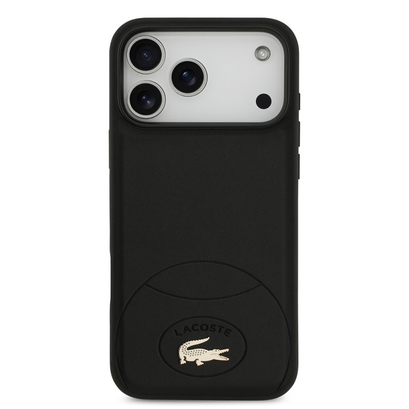 Apple iPhone 17 Pro Max Case Lacoste Original Licensed M-Safe Charging Feature PU Leather Design Metal Logo Cover - 5