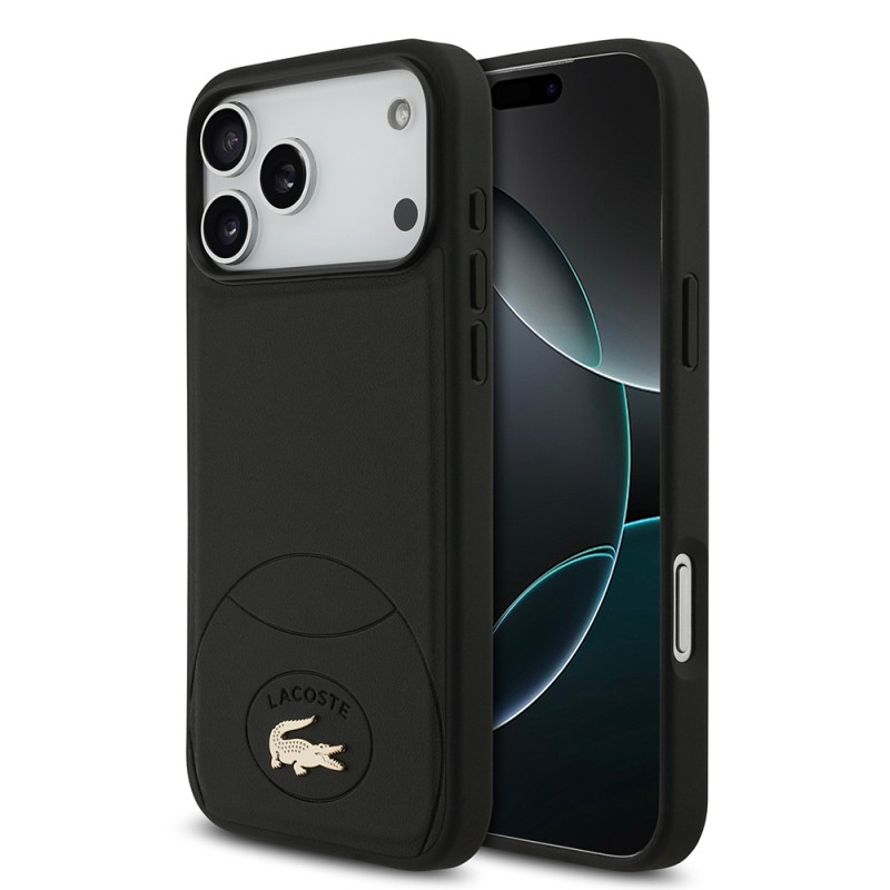 Apple iPhone 17 Pro Max Case Lacoste Original Licensed M-Safe Charging Feature PU Leather Design Metal Logo Cover - 2