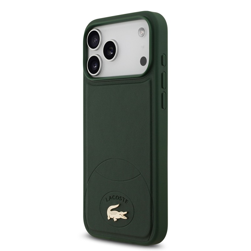 Apple iPhone 17 Pro Max Case Lacoste Original Licensed M-Safe Charging Feature PU Leather Design Metal Logo Cover - 11