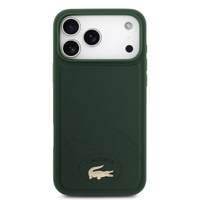 Apple iPhone 17 Pro Max Case Lacoste Original Licensed M-Safe Charging Feature PU Leather Design Metal Logo Cover - 12