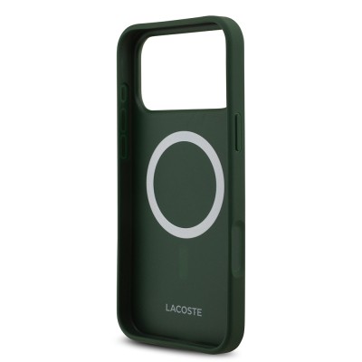 Apple iPhone 17 Pro Max Case Lacoste Original Licensed M-Safe Charging Feature PU Leather Design Metal Logo Cover - 16