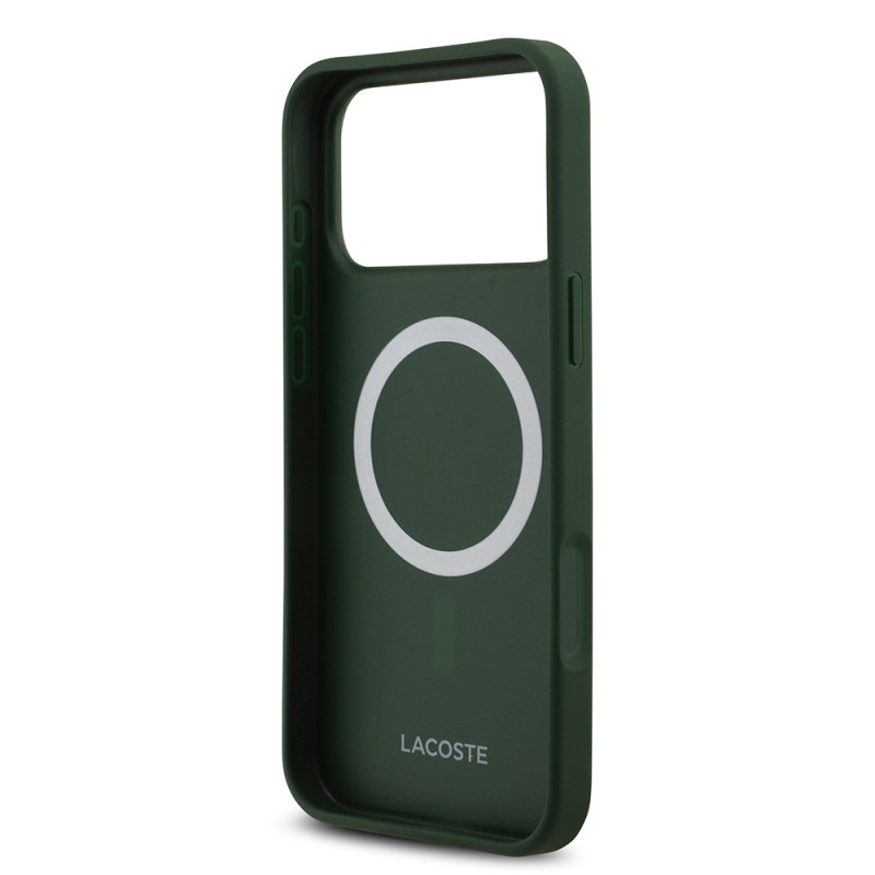 Apple iPhone 17 Pro Max Case Lacoste Original Licensed M-Safe Charging Feature PU Leather Design Metal Logo Cover - 16