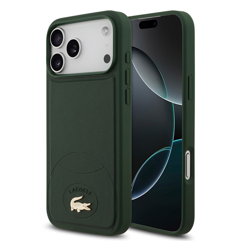 Apple iPhone 17 Pro Max Case Lacoste Original Licensed M-Safe Charging Feature PU Leather Design Metal Logo Cover - 3