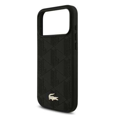 Apple iPhone 17 Pro Max Case Lacoste Original Licensed M-Safe Charging Feature PU Leather Design Mixed Monogram Pattern Cover - 8