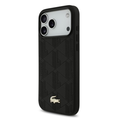 Apple iPhone 17 Pro Max Case Lacoste Original Licensed M-Safe Charging Feature PU Leather Design Mixed Monogram Pattern Cover - 7